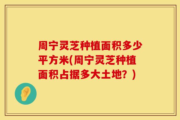周宁灵芝种植面积多少平方米(周宁灵芝种植面积占据多大土地？)