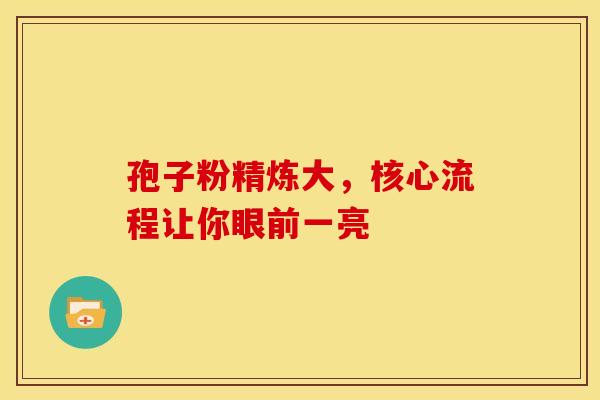 孢子粉精炼大，核心流程让你眼前一亮